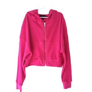 NWT With Love Jules Girl's Waffle Knit Hooded Jacket  Bright Pink M